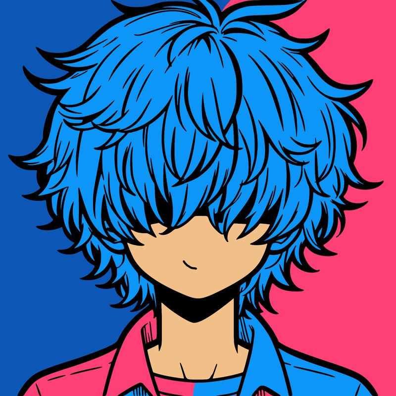 manga boy fluffy hair covering his eyes