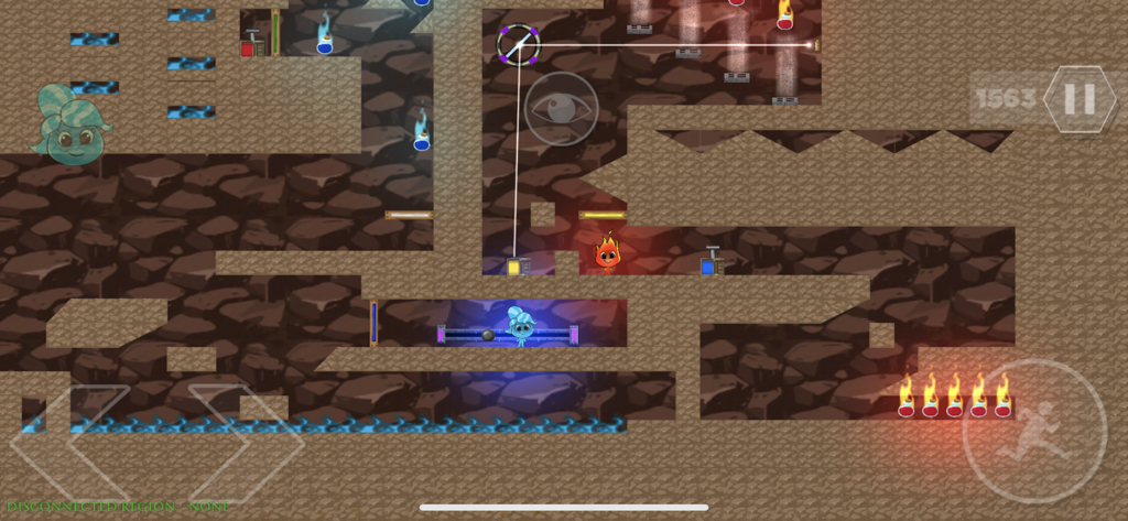 Fireboy and Watergirl solving a light and mirror puzzle in the Light Temple