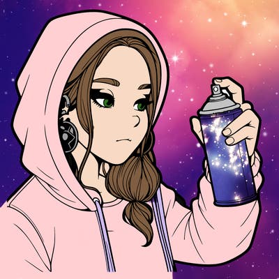 a realistic girl, spray painting