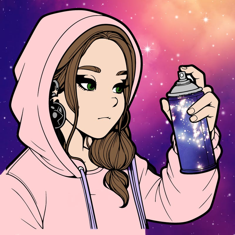 a realistic girl, spray painting