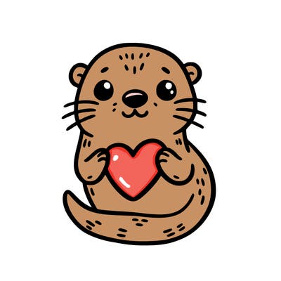 otter with a heart