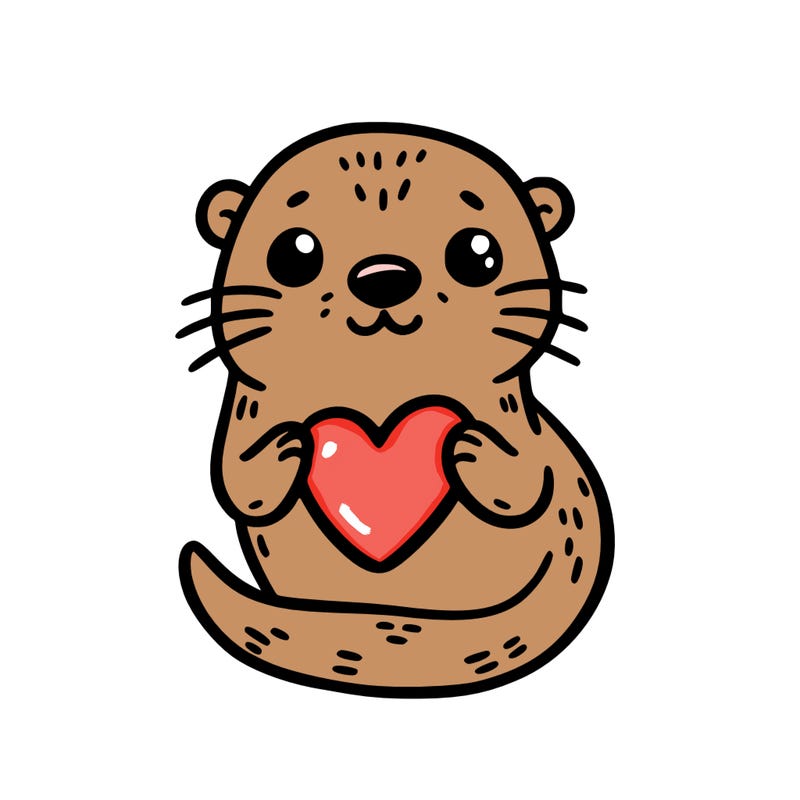 otter with a heart