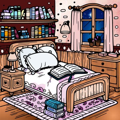 a cozy bookworm's bedroom