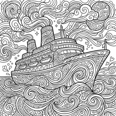 Set sail on a vibrant adventure with this stunning psychedelic cruise ship coloring page. Immerse yourself in a world of swirling patterns and intricate details as you bring this unique vessel to life.