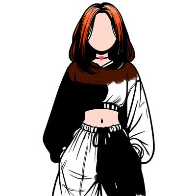 realistic girl faceless with baggy pants and a crop top