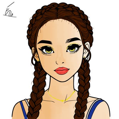 realistic girl with braids