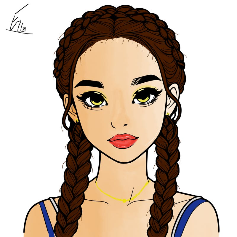realistic girl with braids