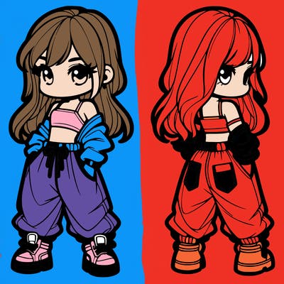 girl in crop top and baggy pants