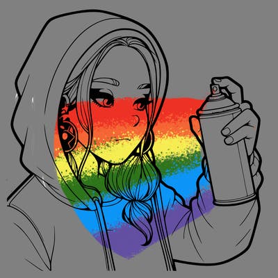 a realistic girl, spray painting