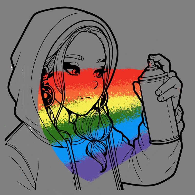 a realistic girl, spray painting