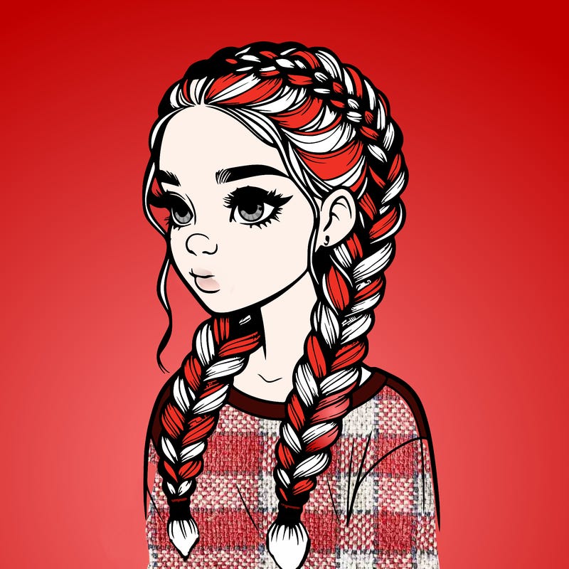 realistic girl with braids
