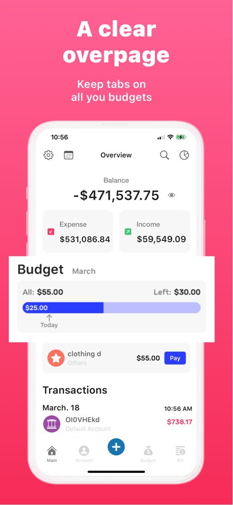 Money Manager: Budget Expense - Money Manager app dashboard showing budget tracking and expense overview