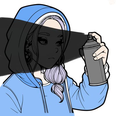 a realistic girl, spray painting