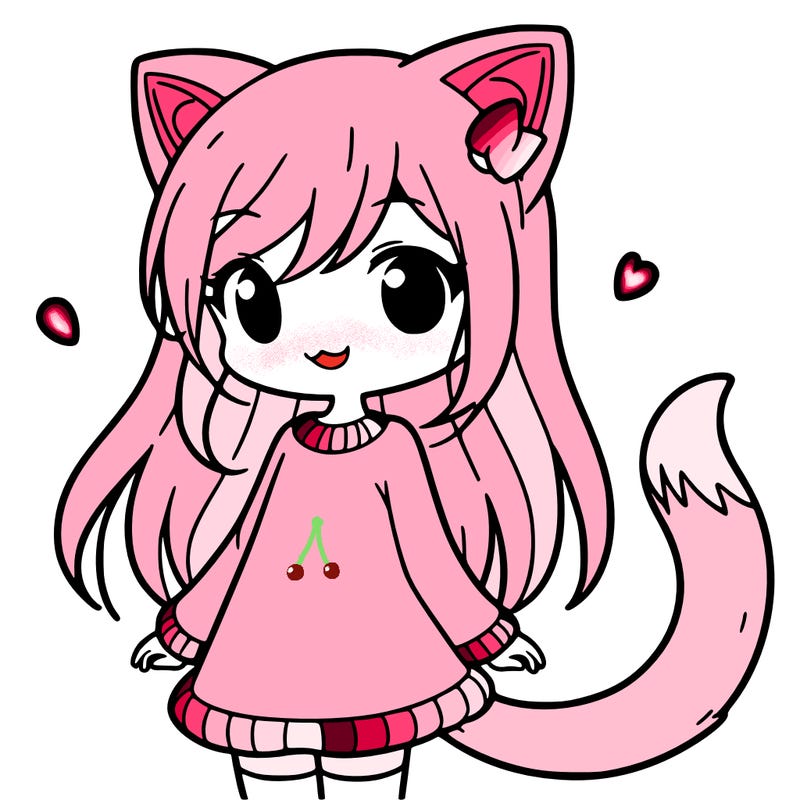 girl with cat ears and tail