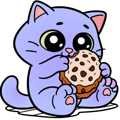 a cat eating a cookie