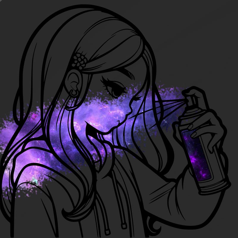 a realistic girl spray painting