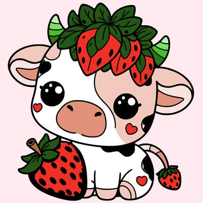 cute strawberry cow