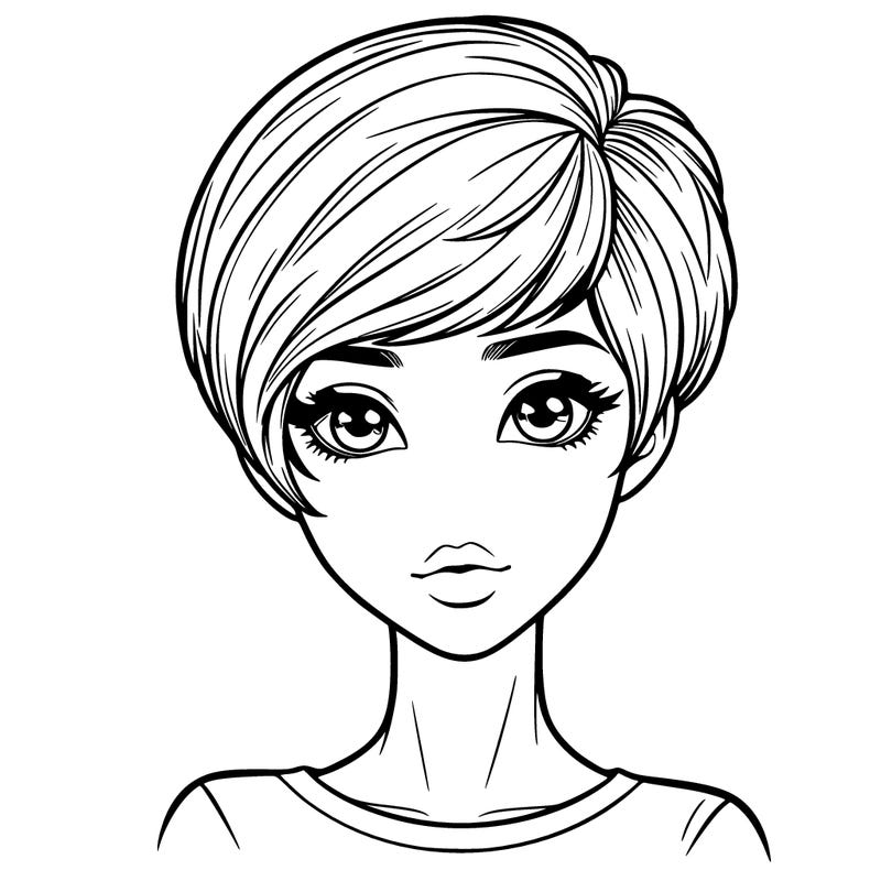 realistic girl with a pixie cut