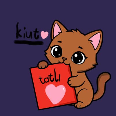 a small cat with a blank sheet of paper in its hand. the cat is sooooooo cute!