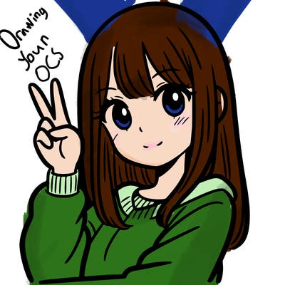 a girl straight hair, doing a peace sign with her hand