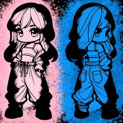 girl in crop top and baggy pants