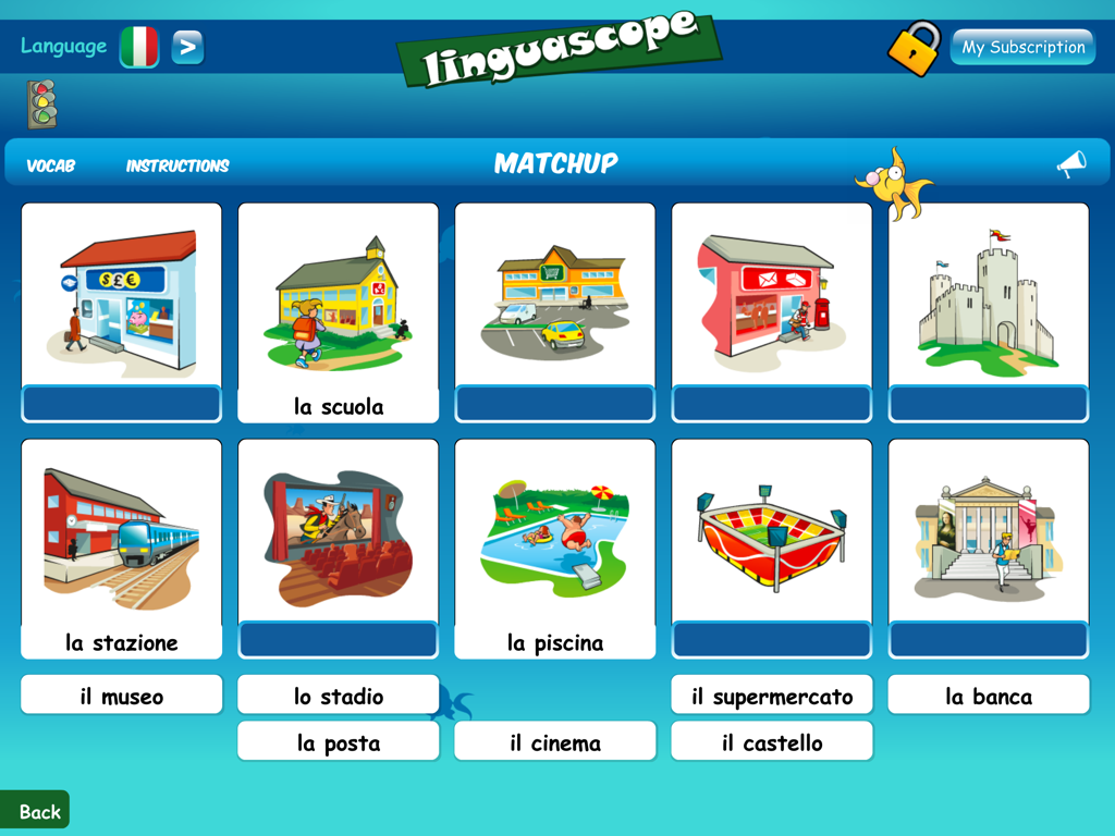 Linguascope Beginners - Italian language learning matchup game for beginners