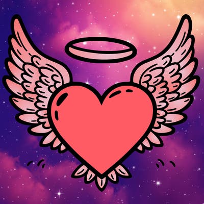 a heart with angel wings