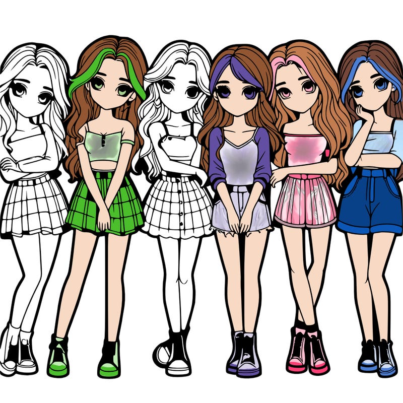 a group of girls realistic