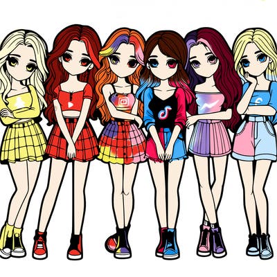 a group of girls realistic