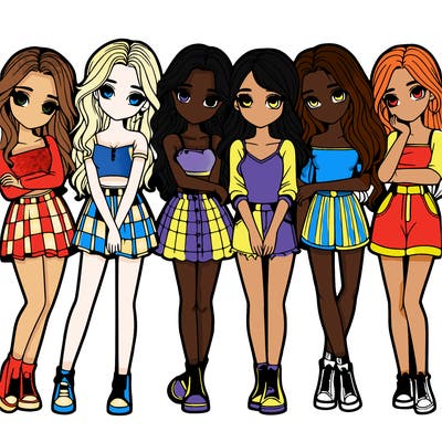 a group of girls realistic