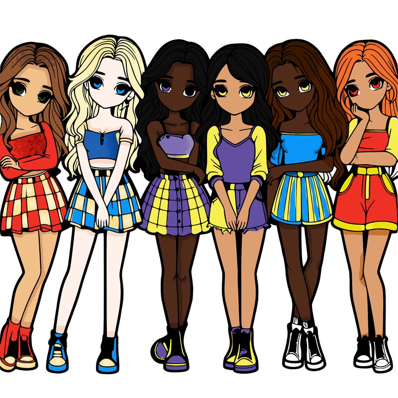 a group of girls realistic