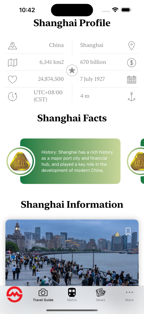 Shanghais Stadtprofilbildschirm mit historischen Bevölkerungsstatistiken und Touristeninformationen