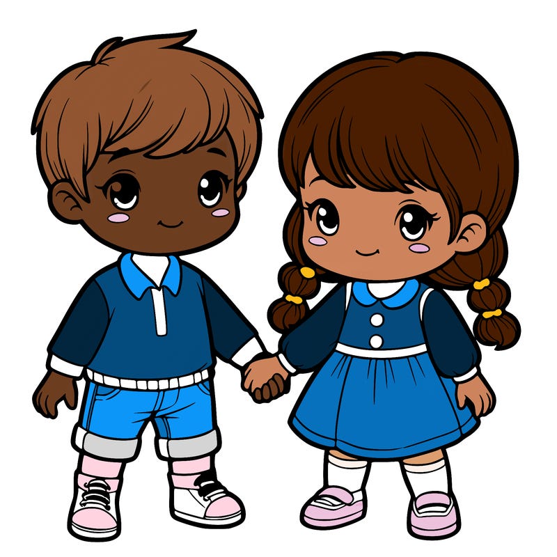 little boy and girl holding hands