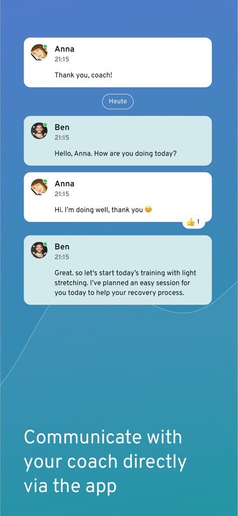 MATS - Training Platform - Interfaz que muestra un chat directo entre un atleta y un entrenador dentro de la plataforma de entrenamiento MATS