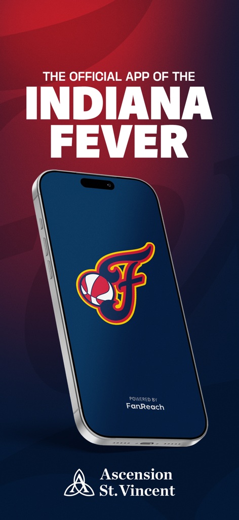 Indiana Fever - Official Indiana Fever mobile app introduction screen featuring the team logo