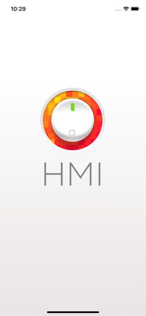 HMI Viewer app splash screen with industrial dial logo