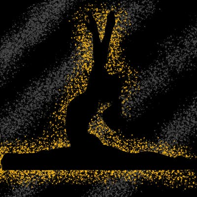 realistic gymnast doing splits with plain background