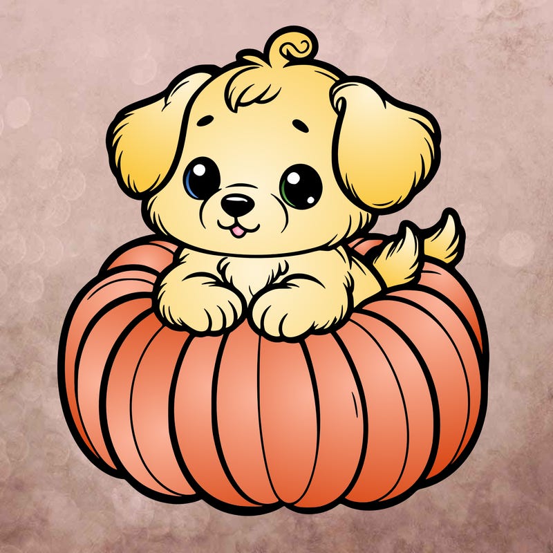 cute little puppy in a pumpkin