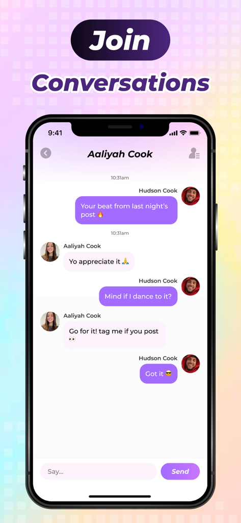 A mobile screen showing a private chat conversation interface between two users in the Nina app.