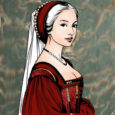 realistic renaissance era young women in a gown