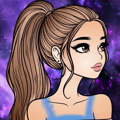 a beautiful and realistic girl with a high pony tail