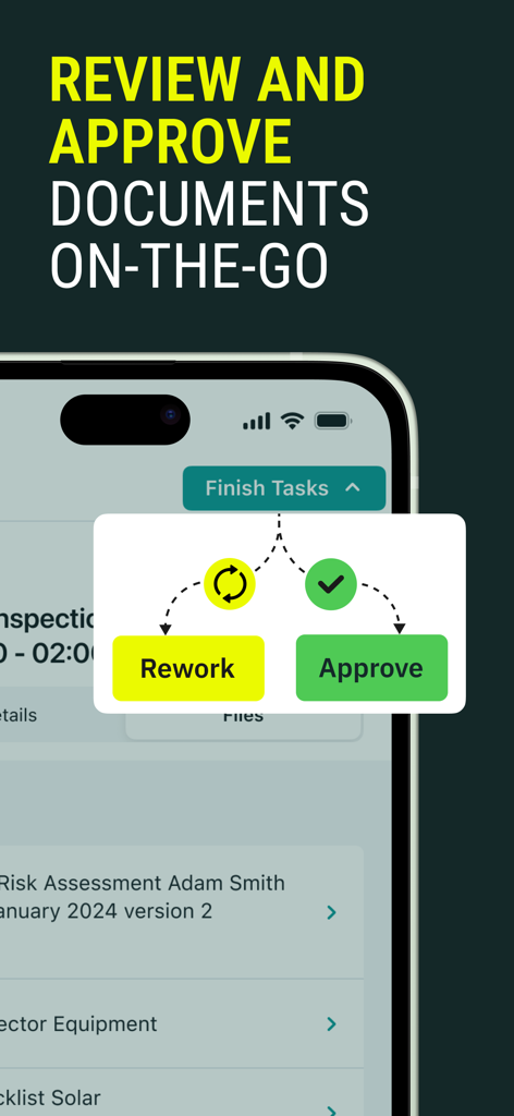 Mobile interface for reviewing and approving documents in Fluix Tasks