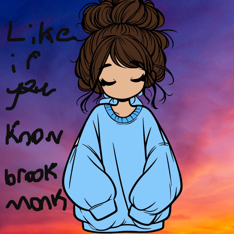 girl with baggy sweatshirt and messy bun