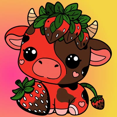 cute strawberry cow