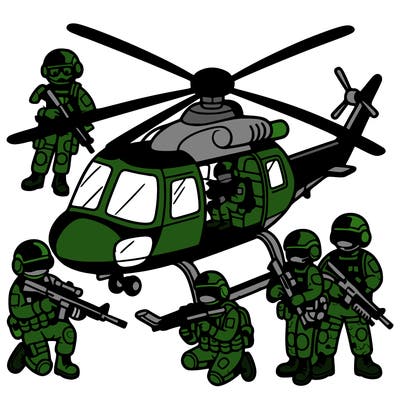 helicopter with soldiers.