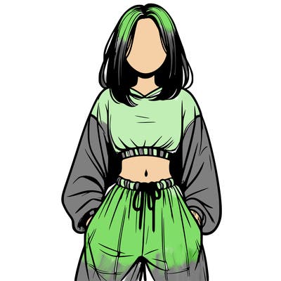 realistic girl faceless with baggy pants and a crop top