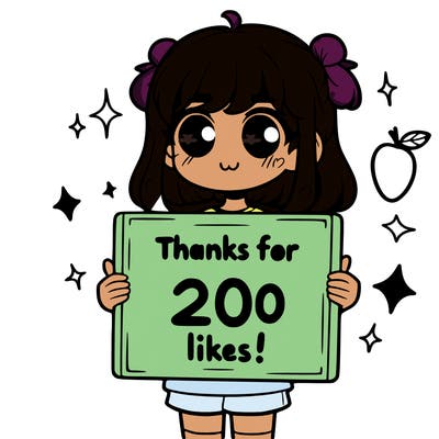 girl holding sign that says thanks for 200 likes!