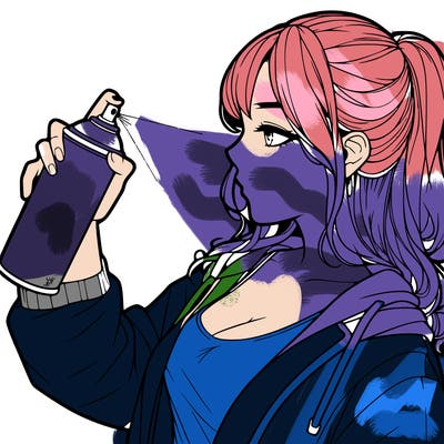 a realistic girl spray, painting