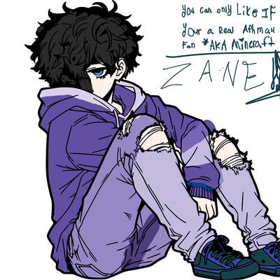 a male hoddie ripped jeans messy hair anime
