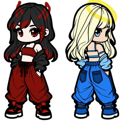 girl in crop top and baggy pants